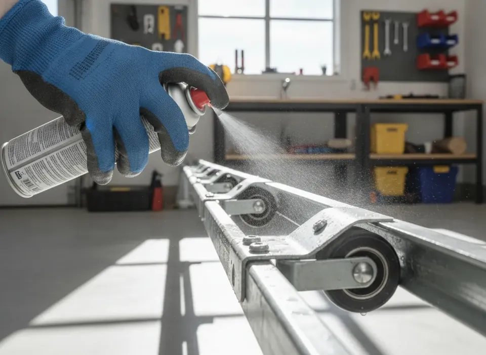 Lubricating garage door rollers and hinges